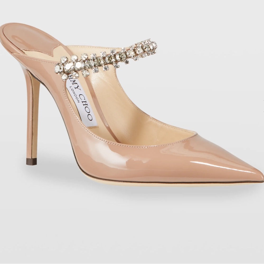 JIMMY CHOO Bing Patent Crystal-Strap High-Heel Pumps
